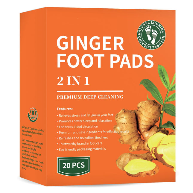 Premium Deep Cleansing Foot Pads Ginger Foot Pads Premium Ginger Powder & Bamboo Vinegar Foot Pads for Promoting Sleeping Relieving Fatigue and Deep Cleaning 20 Packs