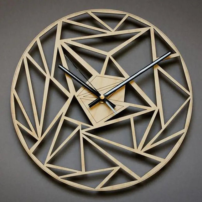 Creative Geometric Pattern Wall Clock, Quartz Wooden Decor - Lamarshop1