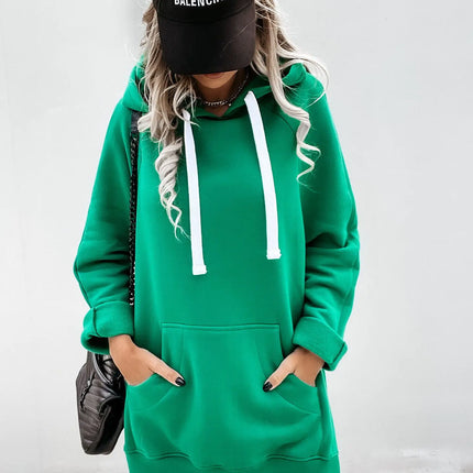 Women's Fleece Hooded Long - Sleeve Sweater with Slits - Lamarshop1