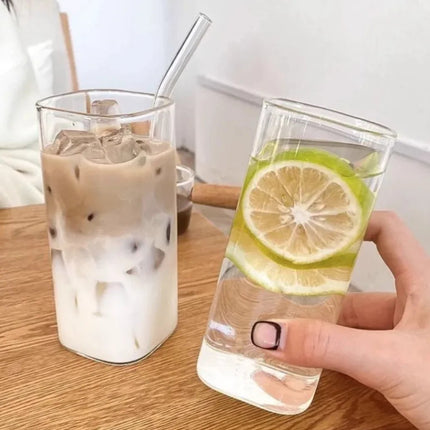 Square Transparent Coffee Cup with Lid - Lamarshop1