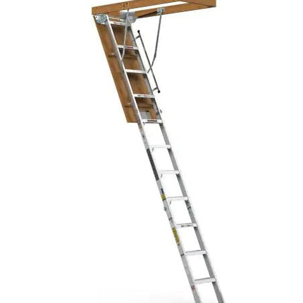 Household Aluminum Attic Ladder 25 X 54 ,350lbs Capacity, 7 - 10 Ft Ceiling Height - Lamarshop1