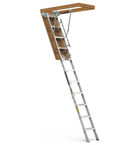 Household Aluminum Attic Ladder 25 X 54 ,350lbs Capacity, 7 - 10 Ft Ceiling Height - Lamarshop1