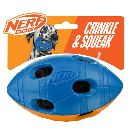 Nerf Dog 6in TPR Bash Crunch Football - Blue/Orange - Lamarshop1