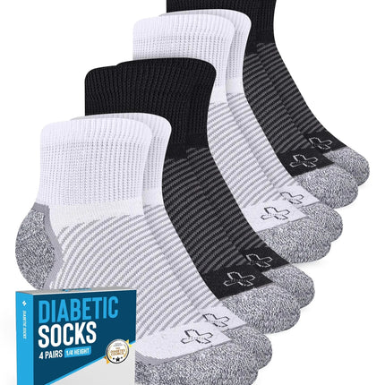 Doctors Select Diabetic Socks for Men and Women - 4 Pairs | Ankle Diabetic Neuropathy Socks for Men | Diabetic Socks for Men 9-12 | Edema Socks | Loose Socks