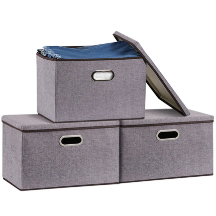 Household Items Storage Box Cotton And Linen Large Folding Storage Box Clothing Storage Box 44 - 30 - 30cm, 3 - piece Set, 5 - piece Set - Lamarshop1