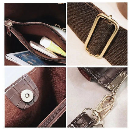 Blake Shoulder Bag - Chocolate Croc - Lamarshop1