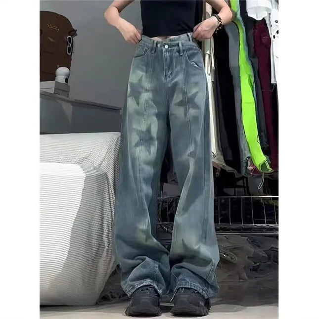 Women's Irregular High Waist Wide-Leg Jeans