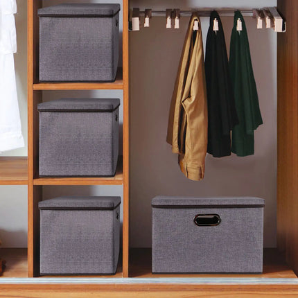 Household Items Storage Box Cotton And Linen Large Folding Storage Box Clothing Storage Box 44 - 30 - 30cm, 3 - piece Set, 5 - piece Set - Lamarshop1