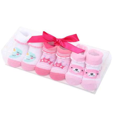 Cute Cartoon Polka Dot Baby Socks with Bow Set