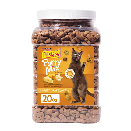 Purina Friskies Cat Treats Party Mix Cheezy Craze Crunch - 20 oz. Canister - Lamarshop1