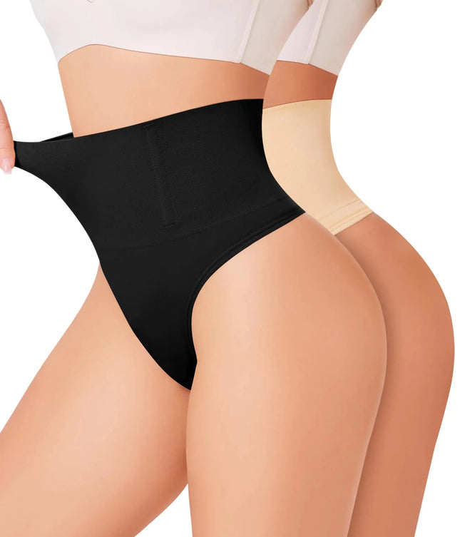 Nebility 2 - Pack Thong Shapewear Tummy Control Thong Girdle for Women Tummy Control Body Shaper - Lamarshop1