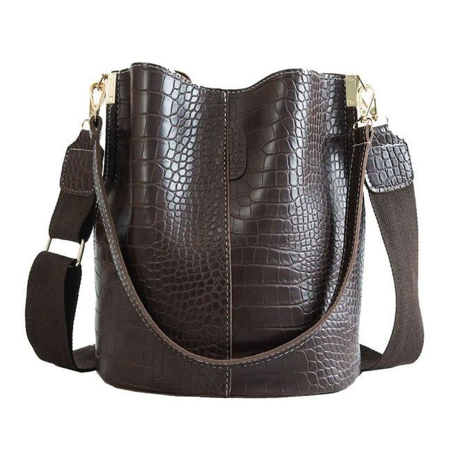 Blake Shoulder Bag - Chocolate Croc - Lamarshop1