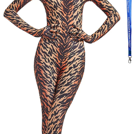 Full Bodysuit With Zipper Helper Womens Costume Without Hood Spandex Stretch Zentai Unitard Body Suit (Medium Tiger) - Lamarshop1