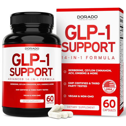 GLP - 1 Supplement 14 in 1 Formula (GLP1 Supplement with Berberine ACV Chromium Ceylon Cinnamon Turmeric & More) Support Gut Health & Metabolism - Third Party Tested Vegan Safe USA Made - Lamarshop1