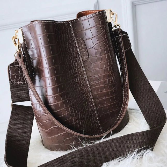 Blake Shoulder Bag - Chocolate Croc - Lamarshop1