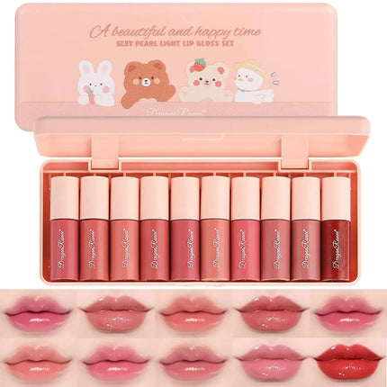 Alisesun 10 Colors Lip Tint Stain Set Plumping Lip Gloss Watery Lip Stain Multi-use for Mini Liquid Lipstick & Cheek Tint Long Lasting Vivid Color # 03