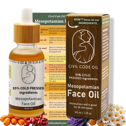 Mesopotamian Face oil for women Cold - Pressed Organic Anti Aging Facial Oil Sea Buckthorn Oil Safflower Oil Borage Seed Oil Rosehip Oil Jojoba Oil Squalane Oil Lavender Oil… 1oz. - Lamarshop1
