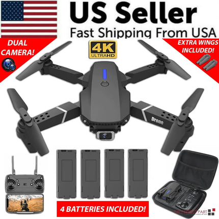 2023 New RC Drone With 4K HD Dual Camera WiFi FPV Foldable Quadcopter +4 Battery - Lamarshop1