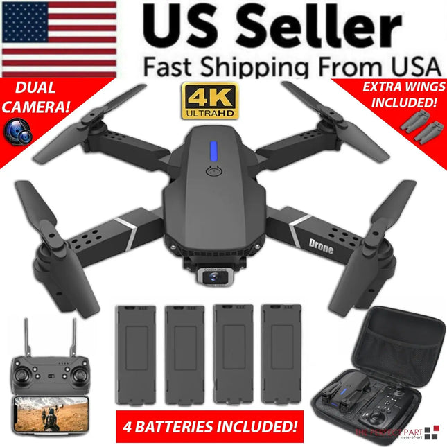 2023 New RC Drone With 4K HD Dual Camera WiFi FPV Foldable Quadcopter +4 Battery - Lamarshop1
