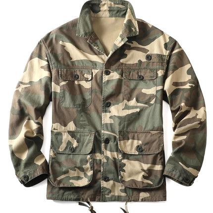 AKHKING Mens Camo Jacket M65 BDU Military Field Jacket Cotton Tactical Combat Army With Multi - Pockets Coat XL - Lamarshop1