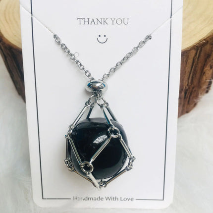 Crystal Raw Stone Pendant Necklace - Lamarshop1