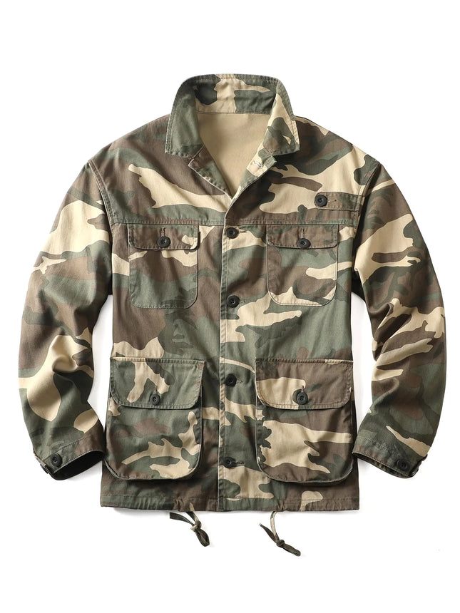 AKHKING Mens Camo Jacket M65 BDU Military Field Jacket Cotton Tactical Combat Army With Multi - Pockets Coat XL - Lamarshop1