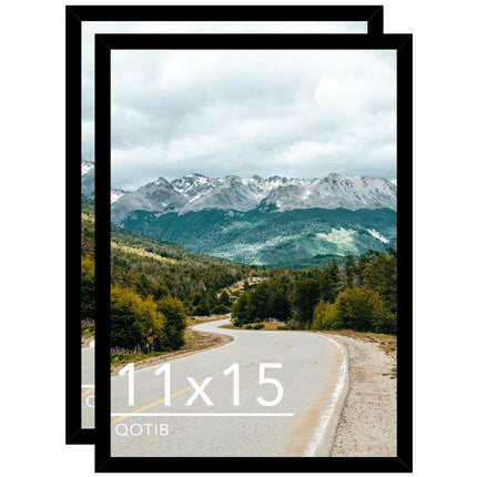 QOTIB 11x15 Picture Frame Black for Wall Hanging Wood 11 x 15 Frame Photo Frame for Wall Horizontally or Vertically Black 2 Pack