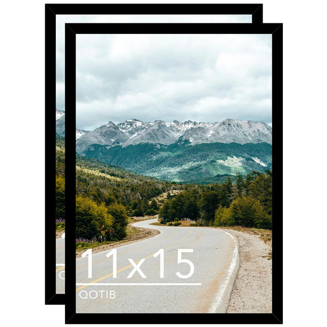QOTIB 11x15 Picture Frame Black for Wall Hanging Wood 11 x 15 Frame Photo Frame for Wall Horizontally or Vertically Black 2 Pack