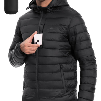 Mens Lightweight Packable Puffer Jacket with Hood Warm Insulated Puffy Winter Jacket Coat for Snow Hiking Travel - Lamarshop1