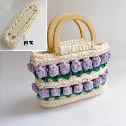 Crochet Knitting Tulips Handbags with Cloth Line Design