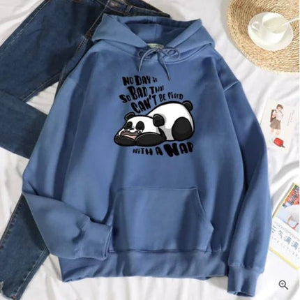 Women's Casual Loose Panda Fleece Hoodie Sweater - Lamarshop1