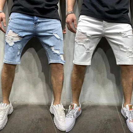 Slim Fit Men's Denim Pants with Holes - Lamarshop1