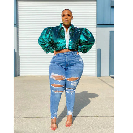 Large Denim Trousers for Women - Lamarshop1