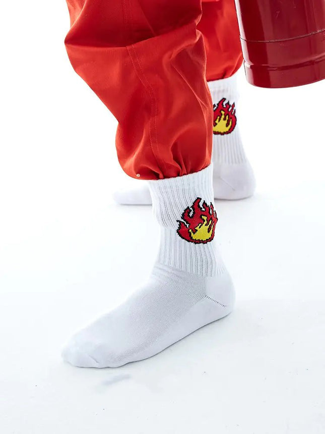 Men's Sports Socks with Towel Bottom - Flame Design - Lamarshop1