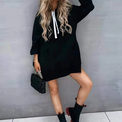 Women's Fleece Hooded Long - Sleeve Sweater with Slits - Lamarshop1