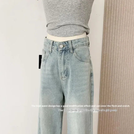 Ballet Embroidery Light Blue Wide-Leg Jeans