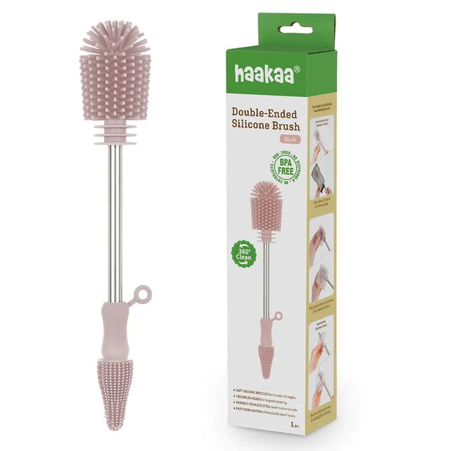 Haakaa Silicone Cleaning Brush Kit – Household Cleaning Brushes for Bottles and Crevices – Food - Grade Silicone: Dishwasher Safe (Brush - Blush) - Lamarshop1
