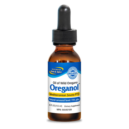 NORTH AMERICAN HERB & SPICE Oreganol P73-0.45 fl. oz. - Immune Support Optimal Health - Unprocessed Certified Organic Wild Oregano Oil - Mediterranean Source - Non-GMO - 194 Servings