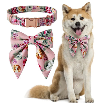 Cotton Dog Collar with Rose Gold Buckle - Lamarshop1
