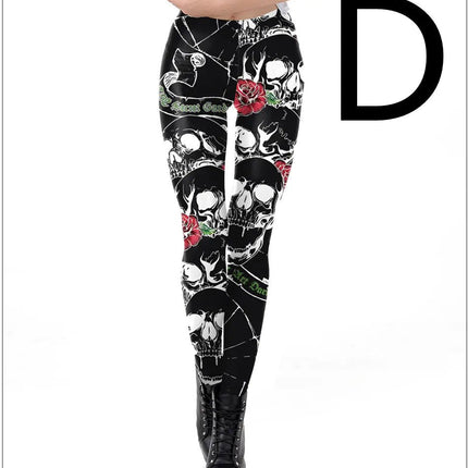 Halloween Skull Frame Digital Print Sexy Leggings