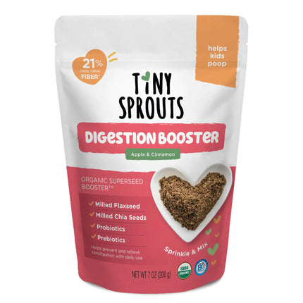 Organic Milled Chia & Flax Seed Digestion Blend with Vitamin D + PROBIOTICS Prebiotic Fiber Superseeds for 6M+ Babies Toddlers & Kids for Digestive Support (Apple & Cinnamon 7oz x 1 Pack) - Lamarshop1