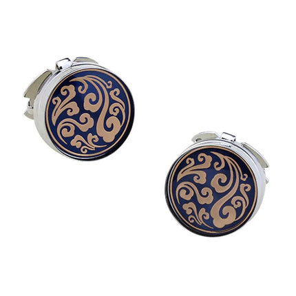 Premium Round Plated White Steel Cufflink Caps