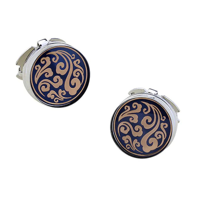 Premium Round Plated White Steel Cufflink Caps