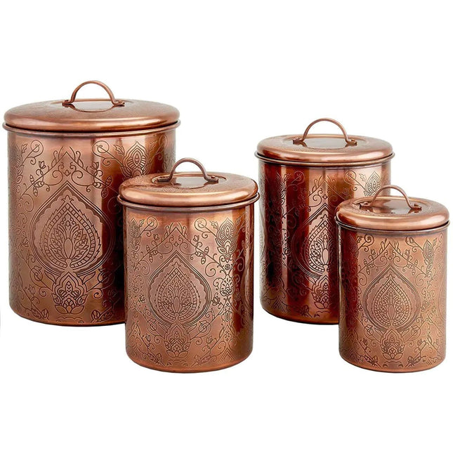 Nusteel TG-916AC-1 1 qt. Etched Antique Copper Canister