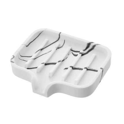 INIUNIK Self Draining Soap Dish Soap Holder with Marble Look Resin Bar Soap Holder Shower Soap Saver Soap Dish for Shower Bathroom Kitchen White - Lamarshop1
