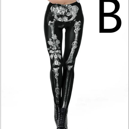 Halloween Skull Frame Digital Print Sexy Leggings