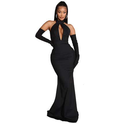 Backless Hollow-out Halter Dress for Women