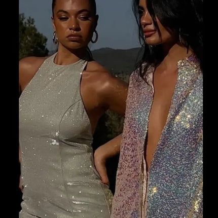 2022 Sexy Backless Sequin Mini Dress for Parties