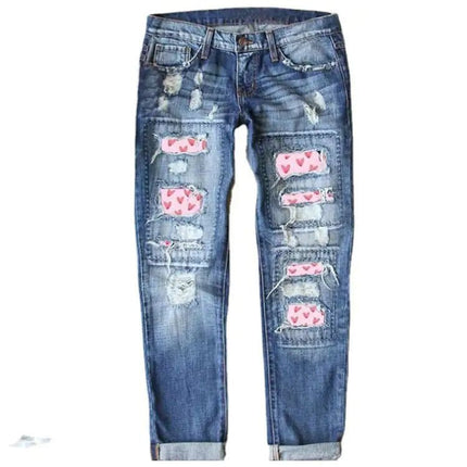 Printed Loose Fit Wide Leg Jeans
