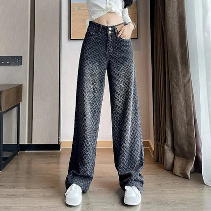 High Waist Gradient Wide-leg Jeans for Women